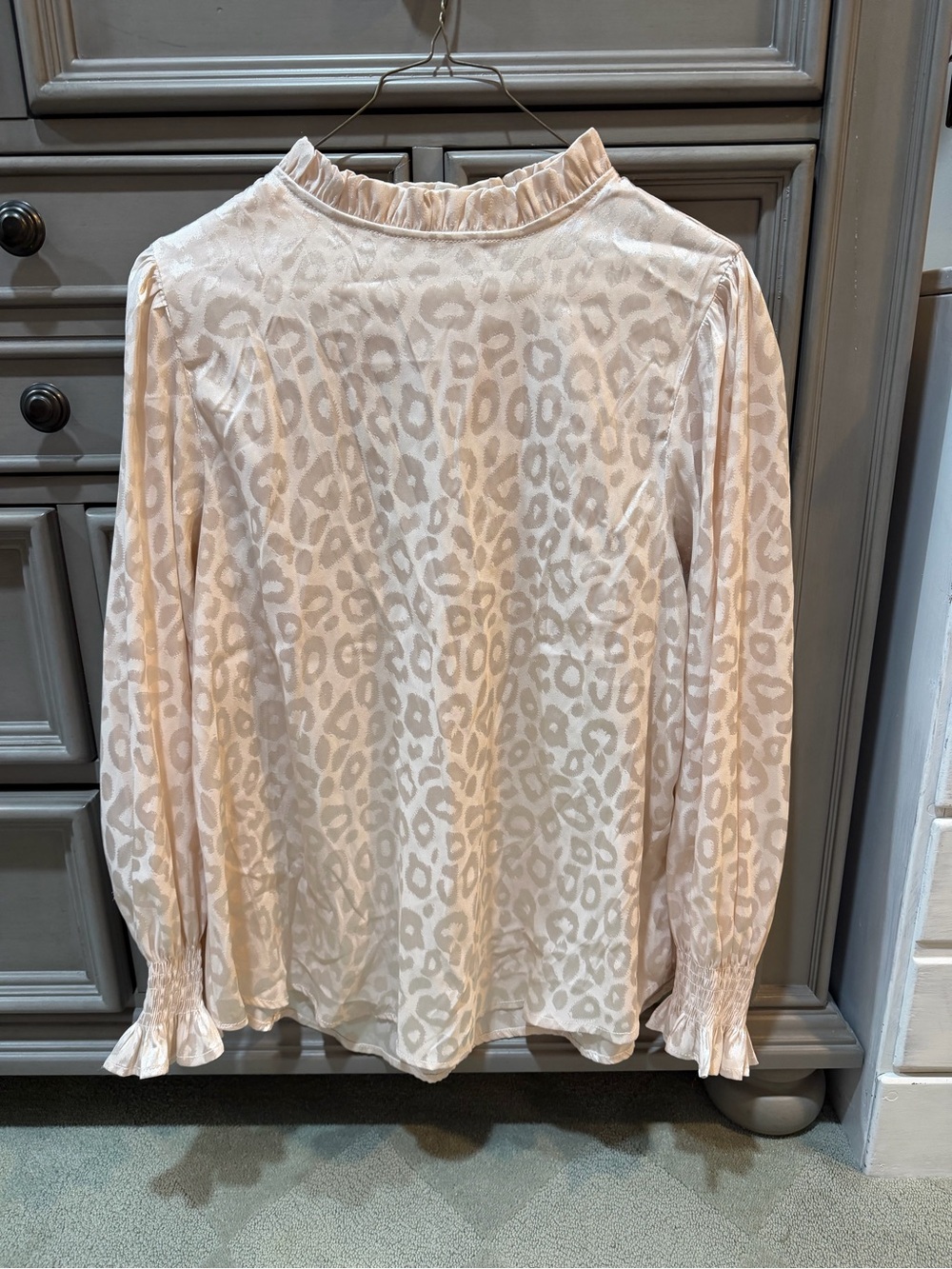 entro ivory Animal Jacquard Ruffle Neck Blouse
